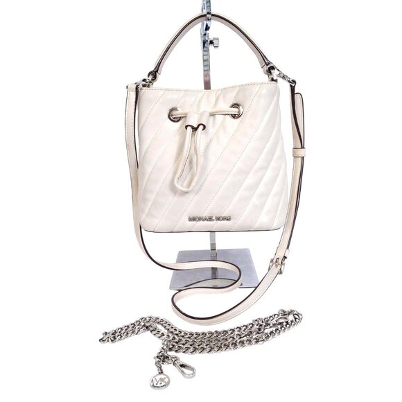 Michael Kors Suri Small White Bucket Crossbody Bag - Picture 8 of 17